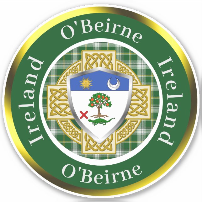 O'Beirne Shield & Celtic Cross Personalised (Front)