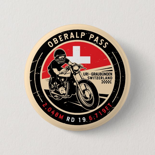 Oberalp Pass | Switzerland | Motorcycle 6 Cm Round Badge (Front)