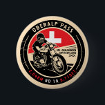 Oberalp Pass | Switzerland | Motorcycle 6 Cm Round Badge<br><div class="desc">Oberalp Pass done in a vintage,  distressed style emblem. It is a famous is high mountain pass found in Switzerland.</div>