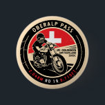 Oberalp Pass | Switzerland | Motorcycle 6 Cm Round Badge<br><div class="desc">Oberalp Pass done in a vintage,  distressed style emblem. It is a famous is high mountain pass found in Switzerland.</div>