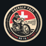 Oberalp Pass | Switzerland | Motorcycle Magnet<br><div class="desc">Oberalp Pass done in a vintage,  distressed style emblem. It is a famous is high mountain pass found in Switzerland.</div>