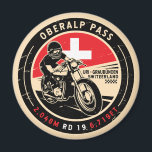 Oberalp Pass | Switzerland | Motorcycle Magnet<br><div class="desc">Oberalp Pass done in a vintage,  distressed style emblem. It is a famous is high mountain pass found in Switzerland.</div>