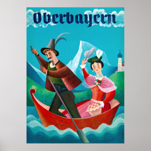 Oberbayern Upper Bavaria Germany Vintage Poster