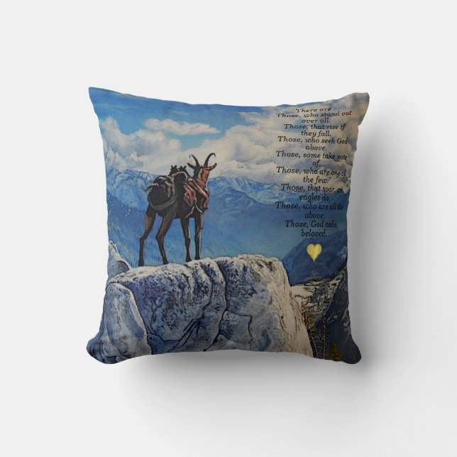 Oberhalsi Pack Goat/Idaho Mountains/Poem/c/heart T Cushion (Front)