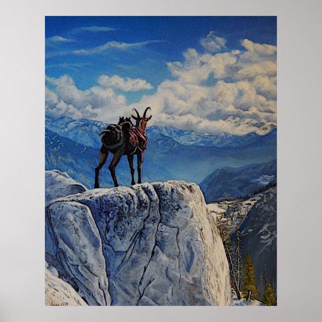 Oberhalsi, pack goat in the mountains poster (Front)