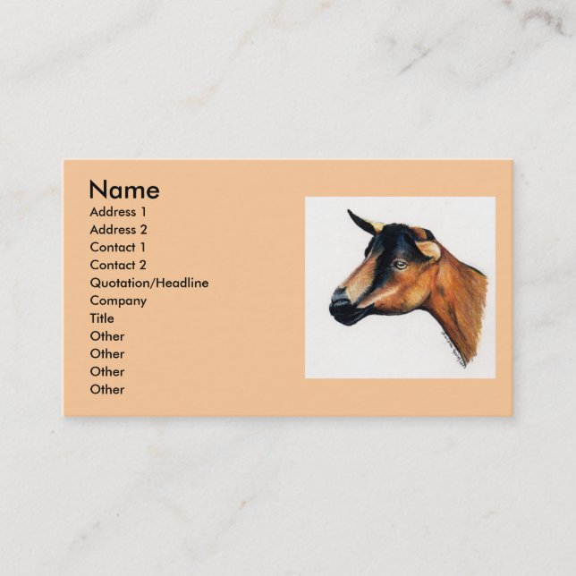 "Oberhasli Goat" Animal Art Business Card (Front)