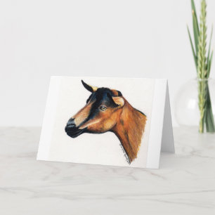 "Oberhasli Goat" Animal Art Greeting Card