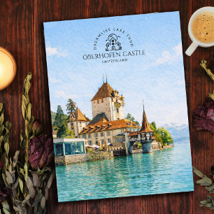 Oberhofen Castle Lake Thun, Switzerland   Souvenir Postcard