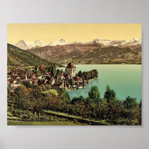 Oberhofen village, Bernese Oberland, Switzerland c Poster