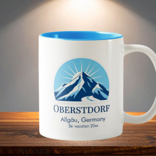 Oberstdorf im Allgäu Germany ski resort souvenir Two-Tone Coffee Mug