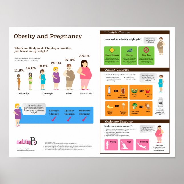 Obesity and Pregnancy 14" x 11" Infographic Poster (Front)