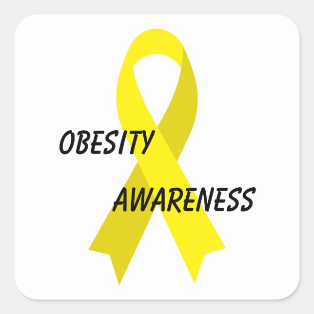 Obesity Yellow Awareness Ribbon by Janz Square Sticker (Front)
