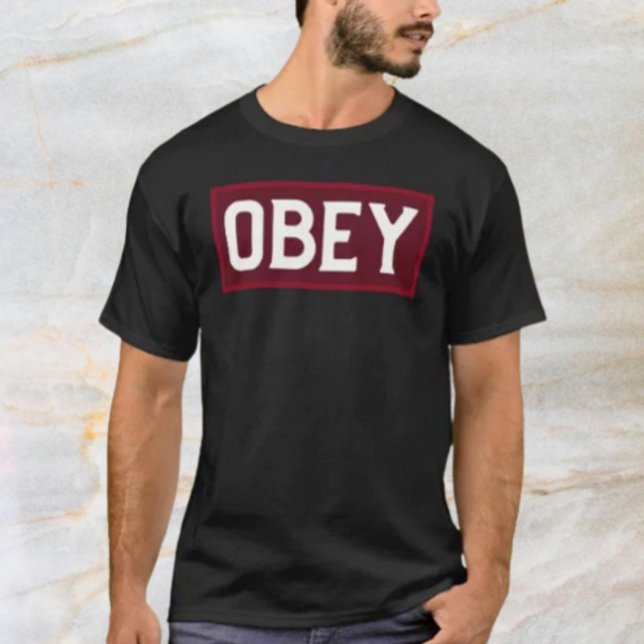 OBEY Bold Red Box Typography Shirt (Creator Uploaded)