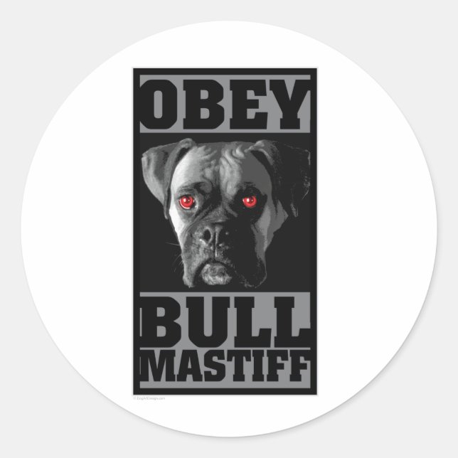 OBEY! BULLMASTIFF CLASSIC ROUND STICKER (Front)
