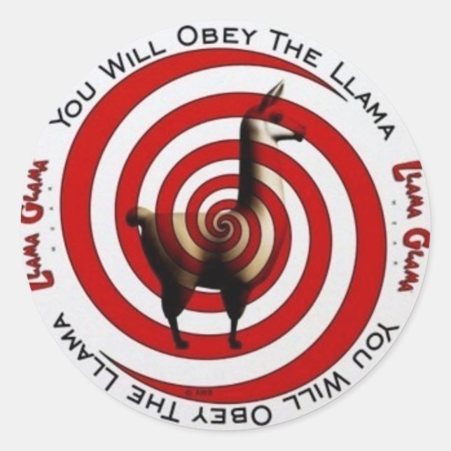 Obey Llama Classic Round Sticker (Front)