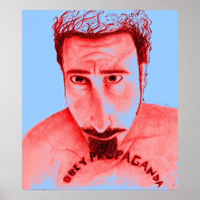 obey propoganda red poster (Front)