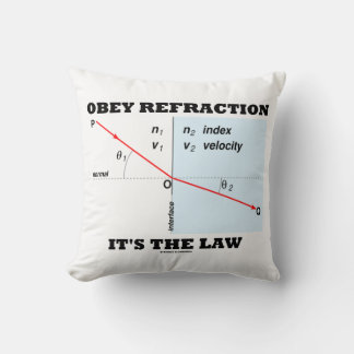 Obey Refraction It's The Law Physics Geek Humour Cushion