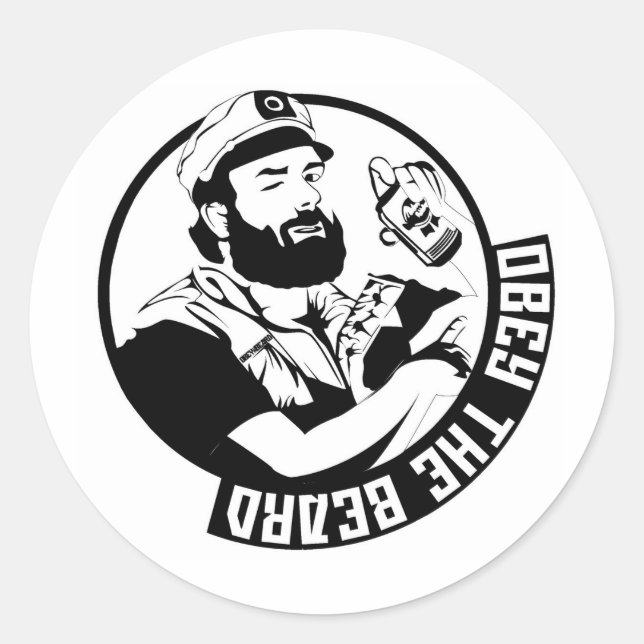Obey the Beard Classic Round Sticker (Front)