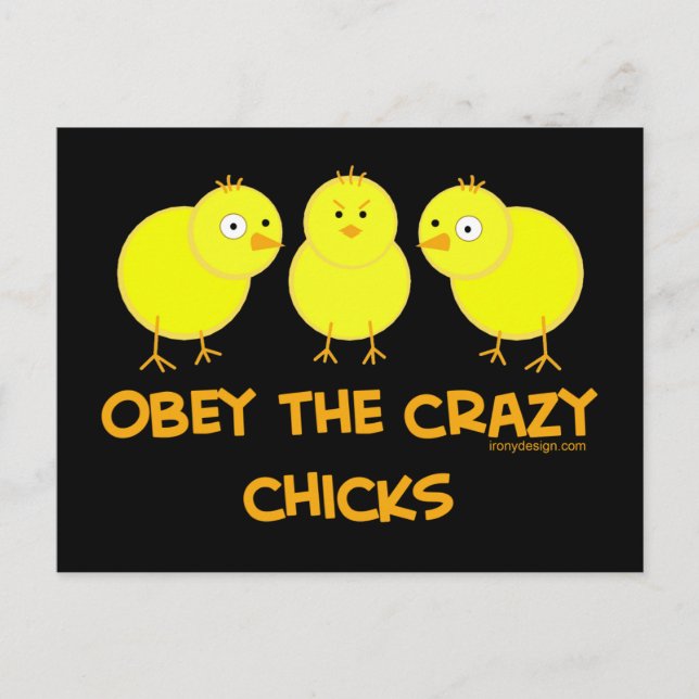 Obey The Crazy Chicks Postcard (Front)