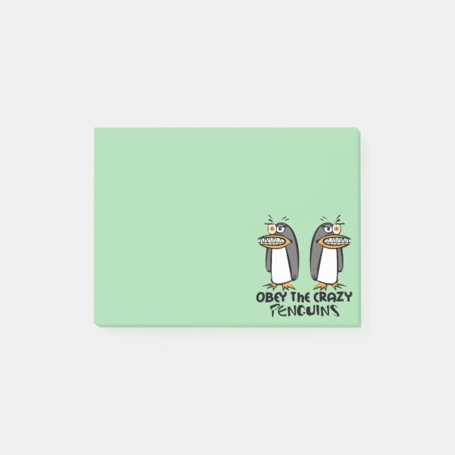 Obey the crazy Penguins Graphic Design Post-it Notes (Front)