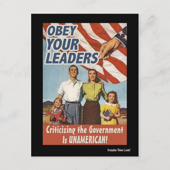 Obey Your Leaders Propaganda Postcard (Front)