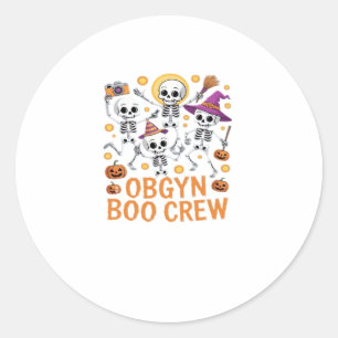 OBGYN Boo Crew Nurse Skeleton Dancing Halloween Sp Classic Round Sticker