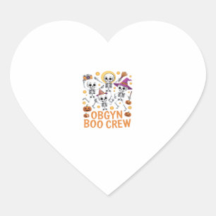 OBGYN Boo Crew Nurse Skeleton Dancing Halloween Sp Heart Sticker