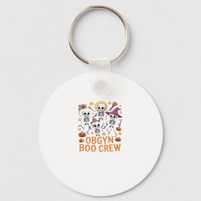 OBGYN Boo Crew Nurse Skeleton Dancing Halloween Sp Key Ring (Front)
