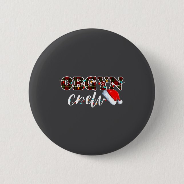Obgyn Crew Christmas Lights Santa Hat  6 Cm Round Badge (Front)
