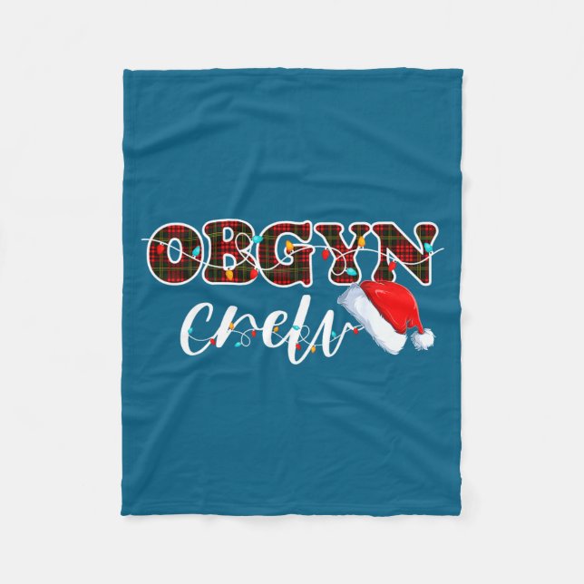 Obgyn Crew Christmas Lights Santa Hat  Fleece Blanket (Front)