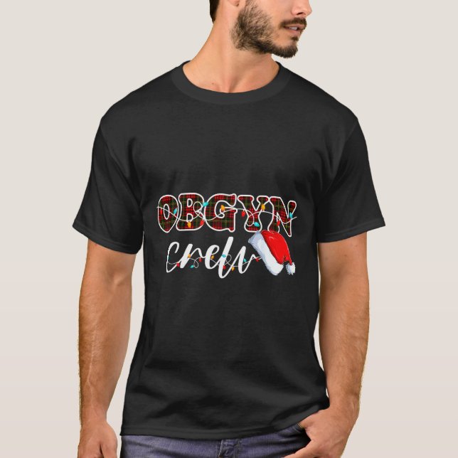 Obgyn Crew Christmas Lights Santa Hat  T-Shirt (Front)