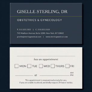 OBGYN Doctor Office Appointment Reminder Business Card