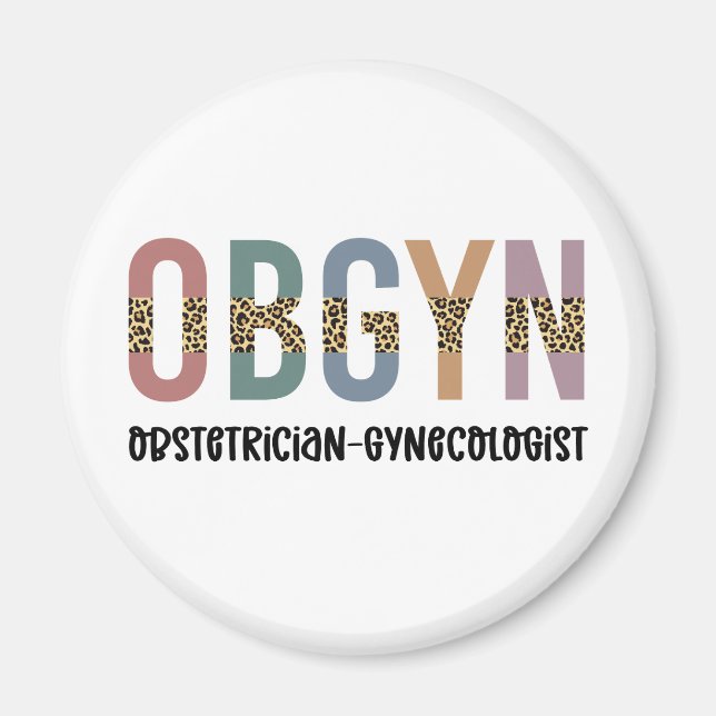 OBGYN Obstetrician Gynaecologist Leopard Print Magnet (Front)