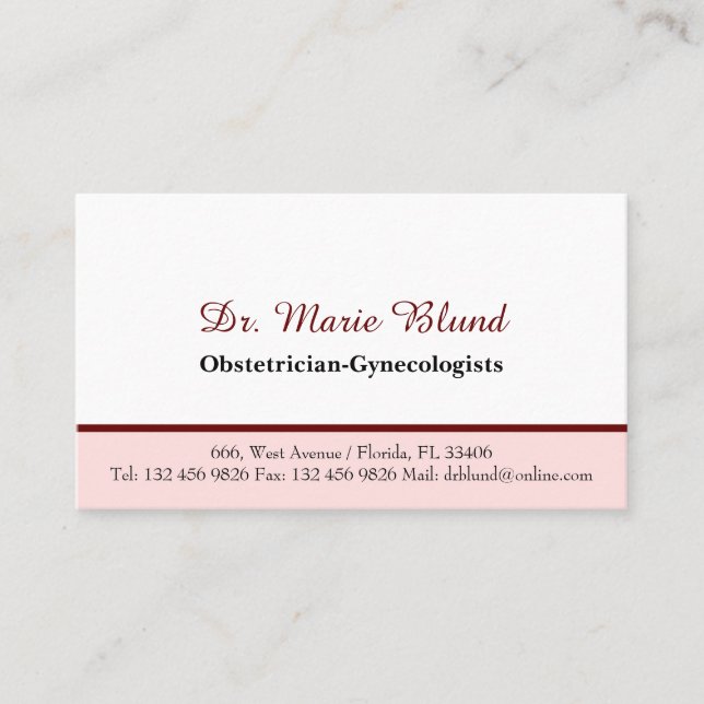 OBGYN Obstetrician Gynaecologists Doctor Physician Business Card (Front)