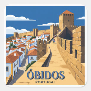 Óbidos Castle Walls Portugal Square Sticker