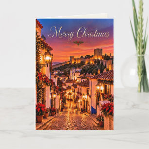 Óbidos Portugal Merry Christmas Design 02 Holiday Card