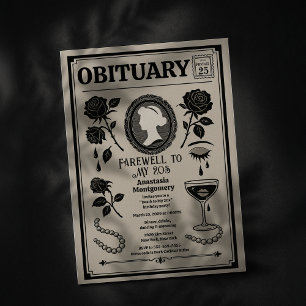 Obituary Newspaper 30th Birthday RIP My 20s Invitation