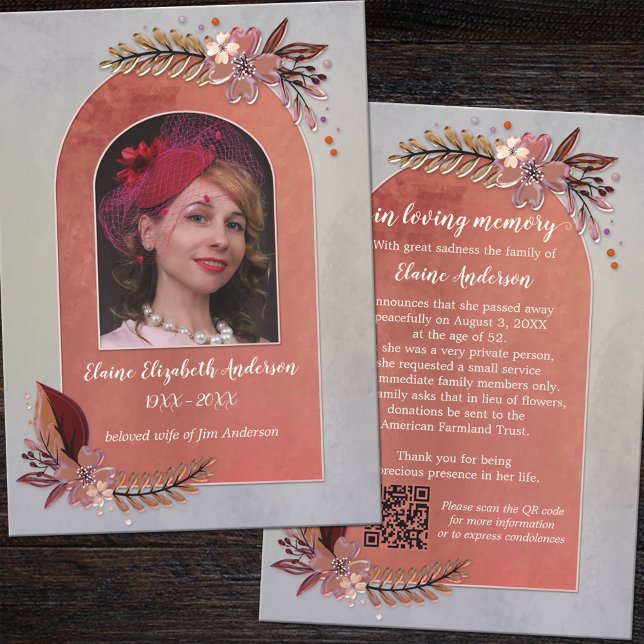 Obituary Photo Death Announcement Card (Creator Uploaded)