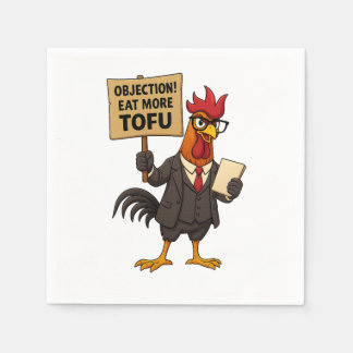 Objection! Eat More Tofu – Rooster Lawyer Protest  Napkin