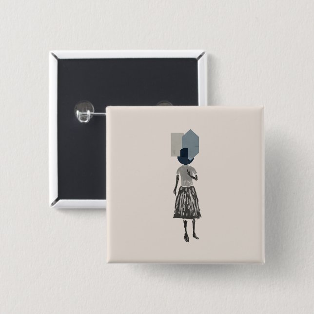 objet_14_une femme_1 15 cm square badge (Front & Back)