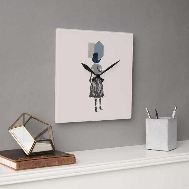 objet_14_une femme_1 square wall clock (Office)