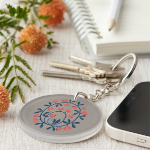 objet_17_a swan in flowers acrylic key ring