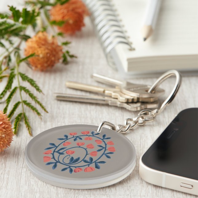 objet_17_a swan in flowers acrylic key ring (Front Right)