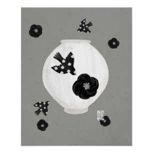 objet_22_camellia,bird and pottery glossy poster