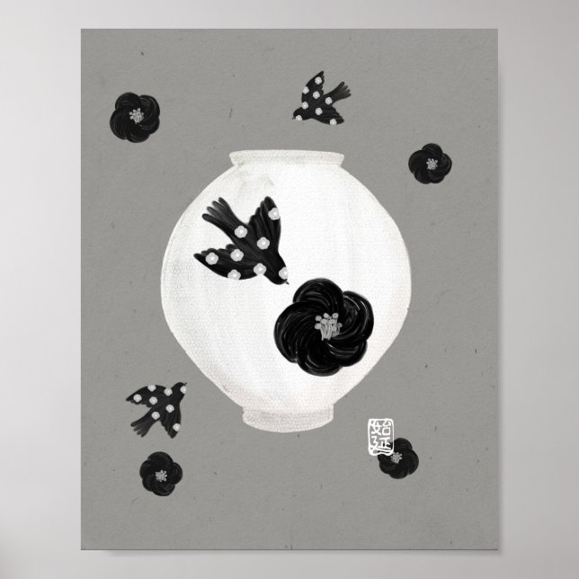 objet_22_camellia,bird and pottery matte poster (Front)