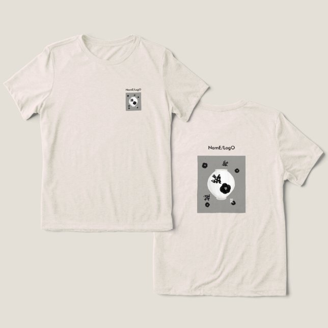 objet_22_camellia,bird and pottery t-shirt Tri-Blend shirt (Design Front & Back)