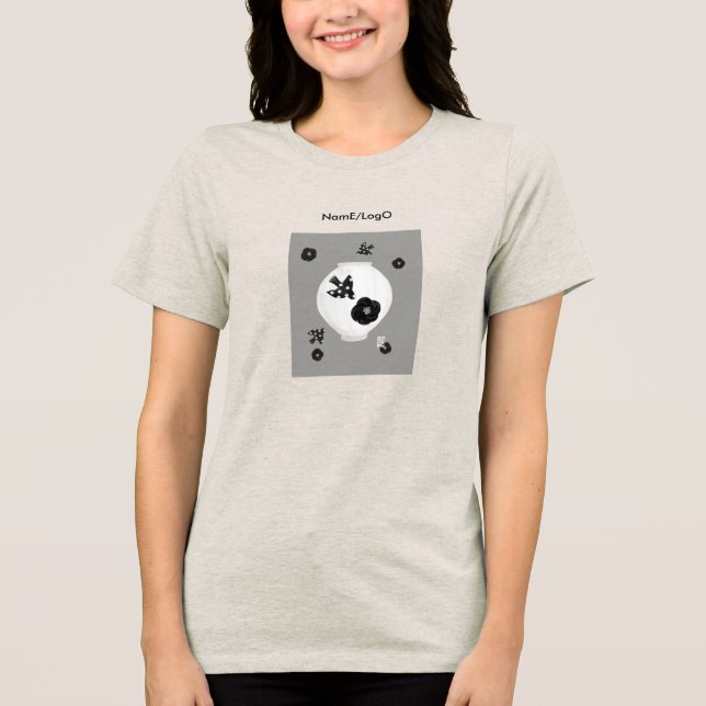 objet_22_camellia,bird and pottery t-shirt Tri-Blend shirt (Front)