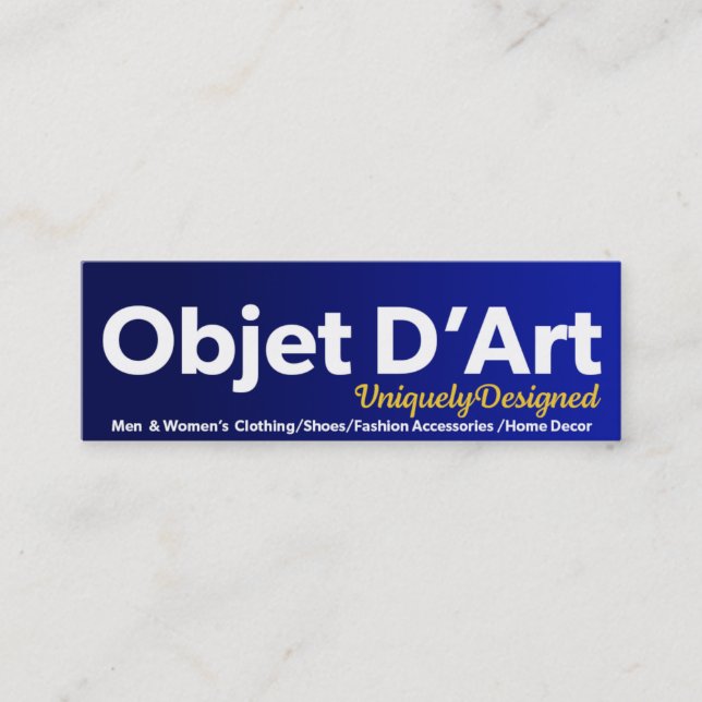 Objet D'Art Website Mini Business Card (Front)