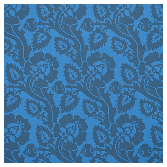 Oblique Floral, Medium Blue Fabric (Swatch)