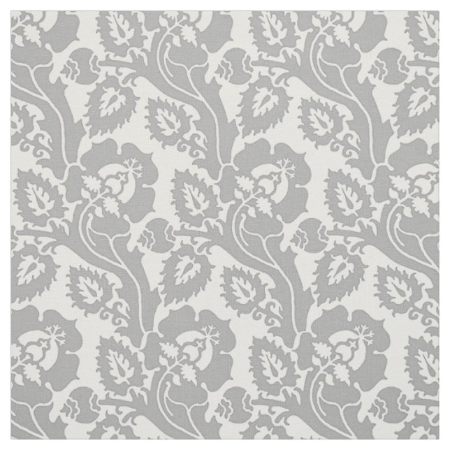 Oblique Floral, Silver-White Fabric (Swatch)